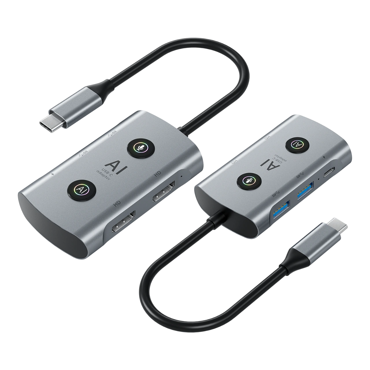 GCV300 7-in-1 AI USB-C Hub with Dual 4K HDMI, Voice Assistant & Smart AI Tools